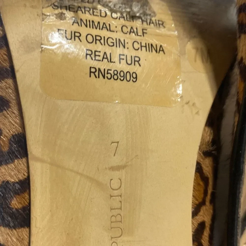 Banana Republic Genuine Calf Hair Pumps Animal Print Leopard Heels Brown Tan‎ 7